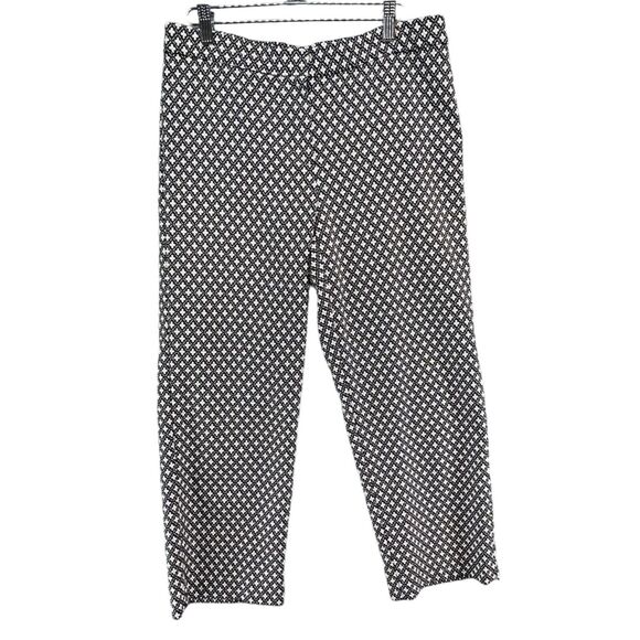 J Jill Pants Womens 8 Black Pink Mini Floral Daisy Crop Stretch Comfort Resort - Picture 1 of 15